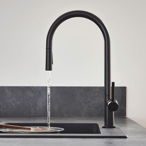 HANSGROHE TALIS M54 drezová batéria, s vyťahovacou sprškou, matná čierna 72800670 Obrázek - fotka