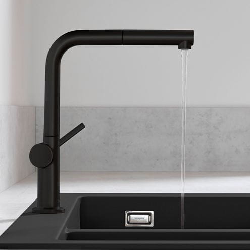 HANSGROHE TALIS M54 drezová batéria, s vyťahovacou koncovkou, sBox, matná čierna 72809670 Obrázek - fotka