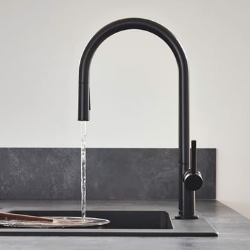 HANSGROHE TALIS M54 drezová batéria, s vyťahovacou sprškou, EcoSmart, matná čierna 72842670 Obrázek - fotka