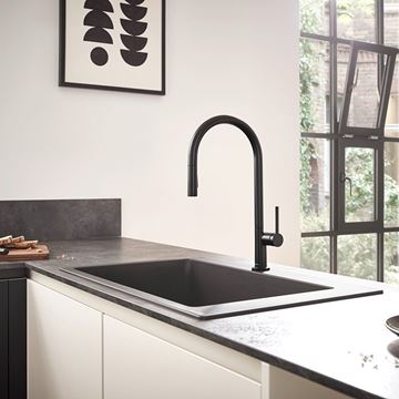 HANSGROHE TALIS M54 drezová batéria, s vyťahovacou sprškou, EcoSmart, matná čierna 72842670 Obrázek - fotka