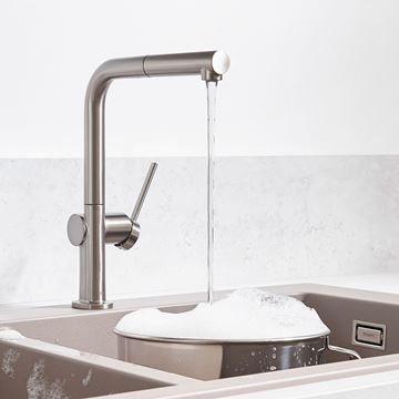 HANSGROHE TALIS M54 drezová batéria, s vyťahovacou koncovkou, nerez 72808800 Obrázek - fotka