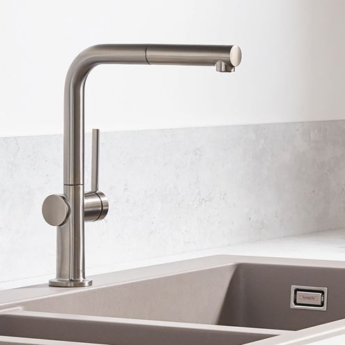 HANSGROHE TALIS M54 drezová batéria, s vyťahovacou koncovkou, nerez 72808800 Obrázek - fotka