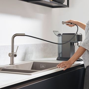 HANSGROHE TALIS M54 drezová batéria, s vyťahovacou koncovkou, nerez 72808800 Obrázek - fotka