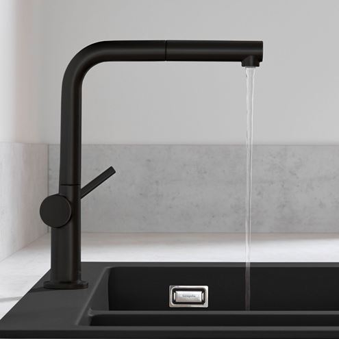 HANSGROHE TALIS M54 drezová batéria, s vyťahovacou koncovkou, EcoSmart, matná čierna 72845670 Obrázek - fotka