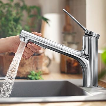 HANSGROHE ZESIS M33 drezová batéria, s vyťahovacou sprškou, chróm 74800000 Obrázek - fotka