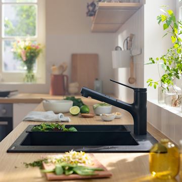 HANSGROHE ZESIS M33 drezová batéria, s vyťahovacou sprškou, matná čierna 74800670 Obrázek - fotka