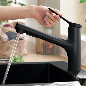 HANSGROHE ZESIS M33 drezová batéria, s vyťahovacou sprškou, matná čierna 74800670 Obrázek - fotka
