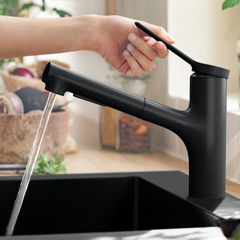 HANSGROHE ZESIS M33 drezová batéria, s vyťahovacou sprškou, matná čierna 74800670 Obrázek - fotka