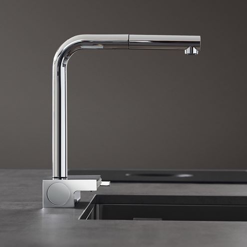 HANSGROHE AQUNO SELECT M81 drezová batéria, s vyťahovacou koncovkou a plochou spŕškou, sBox, EcoSmart, nerez 73830800 Obrázek - fotka