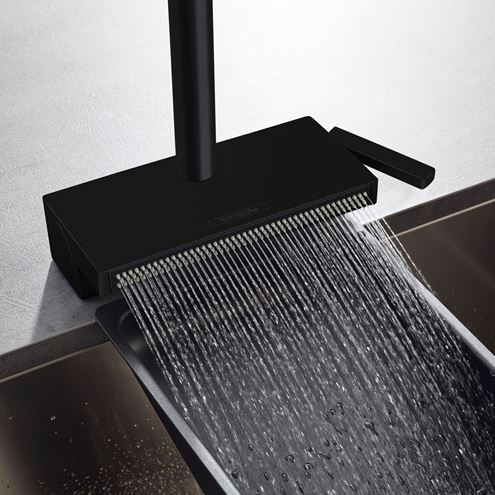 HANSGROHE AQUNO SELECT M81 drezová batéria, s vyťahovacou sprškou a plochým sprchovacím prúdom, sBox, EcoSmart, matná čierna 73831670 Obrázek - fotka