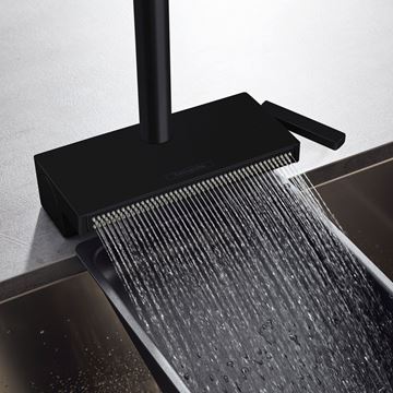 HANSGROHE AQUNO SELECT M81 drezová batéria, s vyťahovacou sprškou a plochým sprchovacím prúdom, sBox, EcoSmart, matná čierna 73831670 Obrázek - fotka