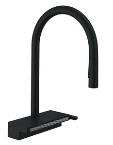 HANSGROHE AQUNO SELECT M81 drezová batéria, s vyťahovacou sprškou a plochým sprchovacím prúdom, sBox, EcoSmart, matná čierna