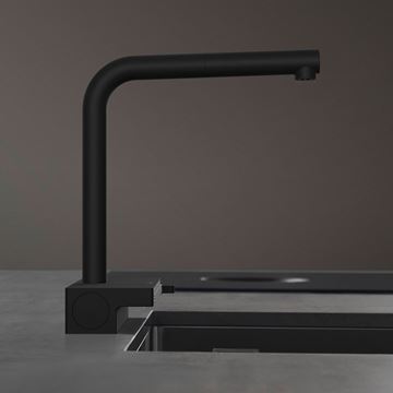 HANSGROHE AQUNO SELECT M81 drezová batéria, s vyťahovacou koncovkou a plochou spŕškou, sBox, EcoSmart, matná čierna 73830670 Obrázek - fotka