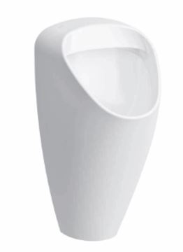 SANELA pisoár Caprino Plus s radarovým splachovačom, napájanie zo siete, zadný prívod vody, Rimless splachovanie, Bluetooth ovládanie