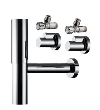 HANSGROHE FLOWESTAR dizajnová sada sifónu k umývadlu s rohovými ventilmi, DN32, s prevlečnou maticou 5/4, chróm
