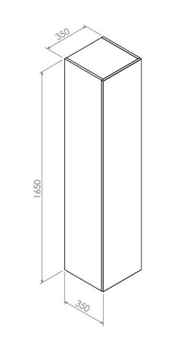 ORISTO NARVIK vysoká skrinka 35x35x165 cm, 1 dvierka, biela mat NAR-UNIT-35-W Technický nákres