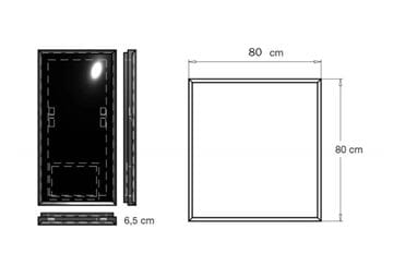 INDA PIRANO zrkadlo 80x80 cm, s osvetlením, s reguláciou stmievania S921020SA Technický nákres