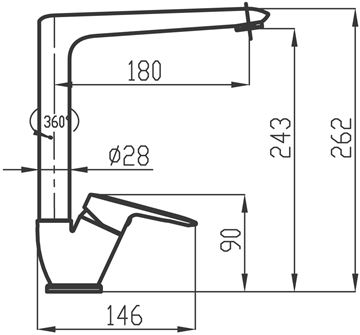 NOVASERVIS METALIA 54 drezová batéria, Eco, chróm 54014,0E Technický nákres