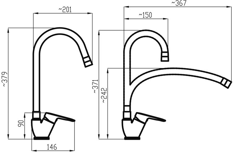 NOVASERVIS METALIA 54 drezová batéria, s flexi ramienkom, biela/chróm 54014F,0B Technický nákres