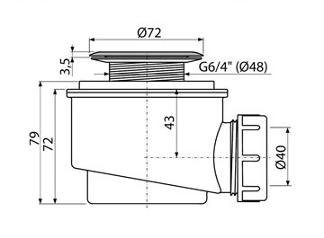 CONCEPT vaničkový sifón pr. 50 mm, chróm PT1004650 Technický nákres