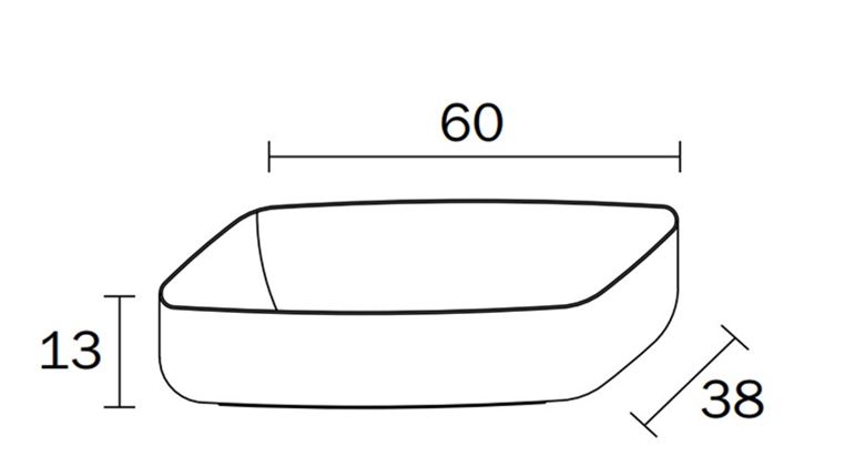 INDA SCIROCCO umývadlová misa 60 cm, bez prepadu V003610 Technický nákres