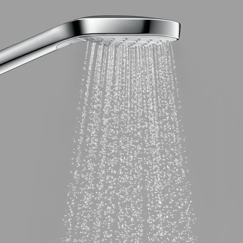 HANSGROHE CROMA SELECT E 3JET ručná sprcha 110x110 mm, 3 prúdy, EcoSmart, biela/chróm 26813400 Obrázek - fotka