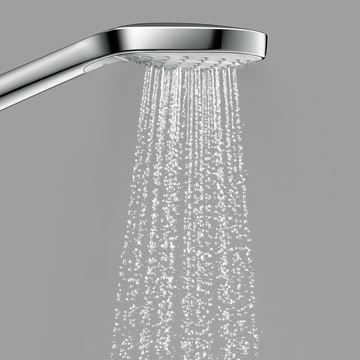 HANSGROHE CROMA SELECT E 3JET ručná sprcha 110x110 mm, 3 prúdy, EcoSmart, biela/chróm 26813400 Obrázek - fotka