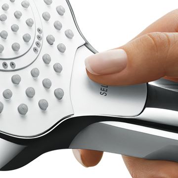 HANSGROHE CROMA SELECT E 3JET ručná sprcha 110x110 mm, 3 prúdy, EcoSmart, biela/chróm 26813400 Obrázek - fotka