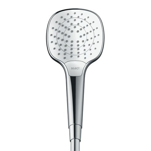 HANSGROHE CROMA SELECT E 3JET ručná sprcha 110x110 mm, 3 prúdy, EcoSmart, biela/chróm 26813400 Obrázek - fotka