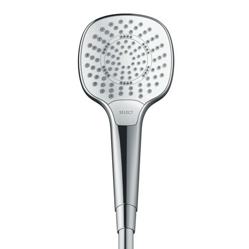 HANSGROHE CROMA SELECT E 3JET ručná sprcha 110x110 mm, 3 prúdy, EcoSmart, biela/chróm 26811400 Obrázek - fotka
