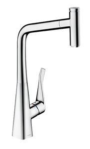 HANSGROHE METRIS SELECT M71 drezová batéria, s vyťahovacou koncovkou, EcoSmart, chróm