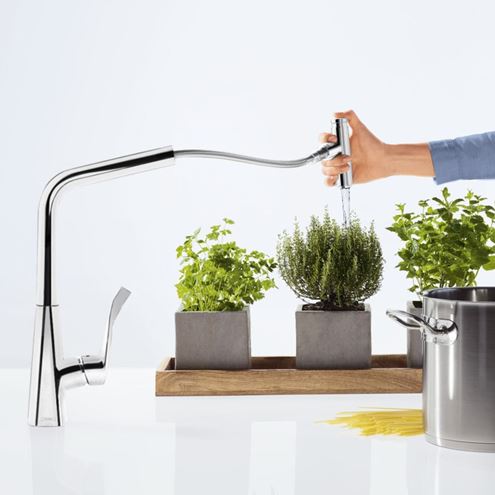 HANSGROHE METRIS SELECT M71 drezová batéria, s vyťahovacou koncovkou, nerez 14884800 Obrázek - fotka