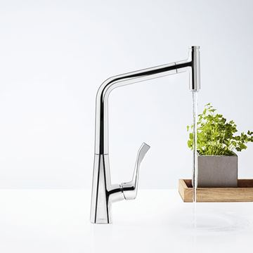 HANSGROHE METRIS SELECT M71 drezová batéria, s vyťahovacou koncovkou, nerez 14884800 Obrázek - fotka