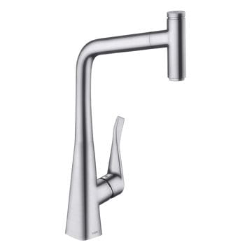 HANSGROHE METRIS SELECT M71 drezová batéria, s vyťahovacou koncovkou, nerez