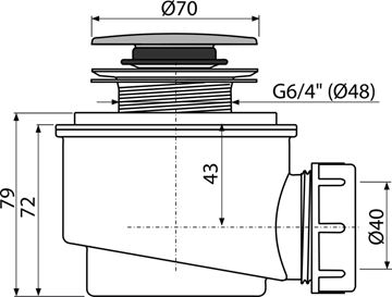 ALCA vaničkový sifón pr. 52 mm, click-clack, chróm A466-50 Technický nákres