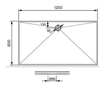 CONCEPT 300 sprchová vanička 120x80 cm, liaty mramor, bez nožičiek PT215014 Technický nákres