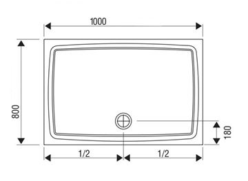 CONCEPT 100 sprchová vanička 100x80 cm, liaty mramor, bez nožičiek XA03A41101005 Technický nákres