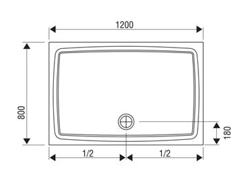 CONCEPT 100 sprchová vanička 120x80 cm, liaty mramor, bez nožičiek XA03G41101005 Technický nákres