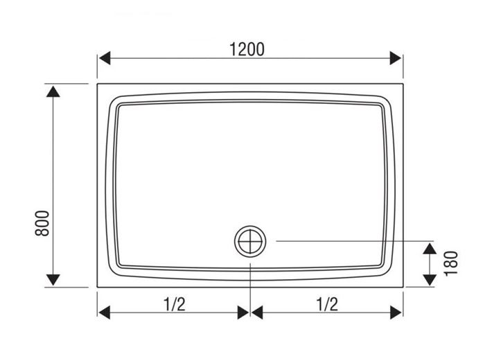 CONCEPT 100 sprchová vanička 120x80 cm, liaty mramor, bez nožičiek XA03G41101005 Technický nákres