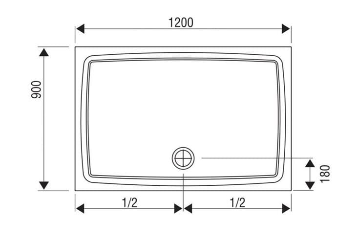 CONCEPT 100 sprchová vanička 120x90 cm, liaty mramor, bez nožičiek XA03G71101005 Technický nákres