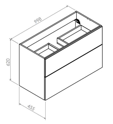 ORISTO NARVIK skrinka pod umývadlo 99,8x45,5x62 cm, 2 zásuvky, antracit NAR-100-L Technický nákres