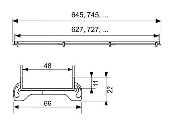 CONCEPT 200 rošt na vloženie dlažby PLATE 645 mm, leštená nerez oceľ 600770620 Technický nákres
