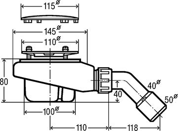 VIEGA TEMPOPLEX 6961 vaničkový sifón pr. 90 mm, chróm 575601 Technický nákres
