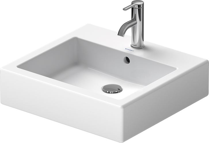 DURAVIT VERO umývadlo na dosku 50 cm, s otvorom pre batériu a prepadom, brúsené, WonderGliss 04525000001 Obrázek - fotka