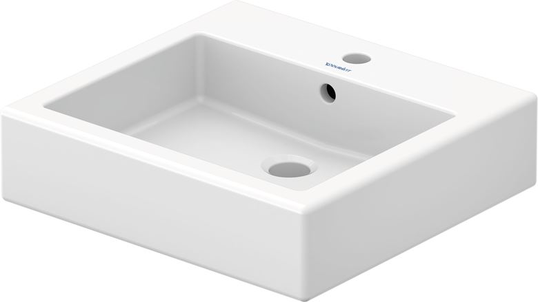 DURAVIT VERO umývadlo na dosku 50 cm, s otvorom pre batériu a prepadom, brúsené, WonderGliss 04525000001 Obrázek - Hlavní obrázek