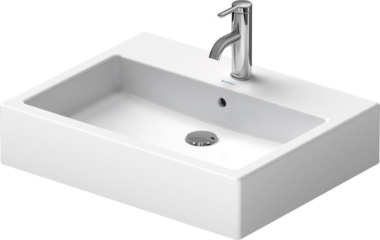 DURAVIT VERO umývadlo na dosku 59,5 cm, s otvorom pre batériu a prepadom, brúsené, WonderGliss 04526000001 Obrázek - fotka