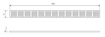 UNIDRAIN CLASSICLINE 1600 perforovaný rošt STRIPE 1160 mm, kartáčovaná nerez oceľ 1605.1200 Technický nákres