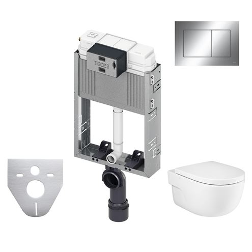ROCA MERIDIAN závesné WC s montážnym prvkom TECEbox, Rimless splachovanie, SoftClose sedátko, chrómové tlačidlo PT2.TEKF-RSC.CR.33 Obrázek - Hlavní obrázek