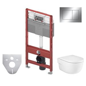 ROCA MERIDIAN závesné WC s montážnym prvkom TECEprofil, Rimless splachovanie, SoftClose sedátko, chrómové tlačidlo
