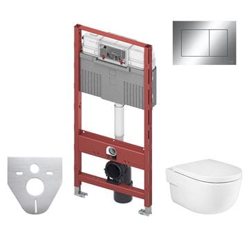ROCA MERIDIAN závesné WC s montážnym prvkom TECEprofil, Rimless splachovanie, SoftClose sedadlo, chrómové tlačidlo